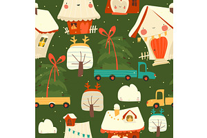 Seamless Pattern with Cute Christmas, an Illustration by Maria Starus