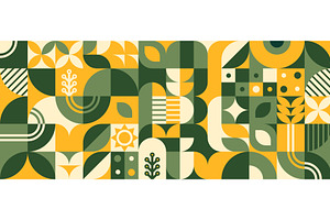 Seamless floral bauhaus pattern, an Object Illustration by art PVP - market