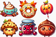 Kawaii Autumn Food Clipart Bundle, an Illustration by Canvas Craft (Thumbnail 2 of 8)