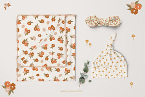 Warm Florals Pattern & Clipart