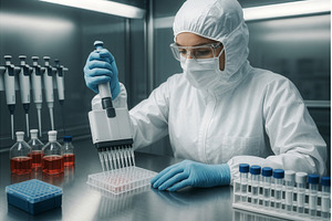 Scientist in protective gear uses a, a Technology Photo by Sergey Kotenev