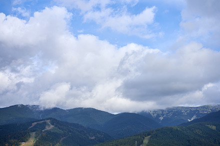 mountain landscape with cloud sky Carpathian Ukraine, a Background Photo by andreonegin market