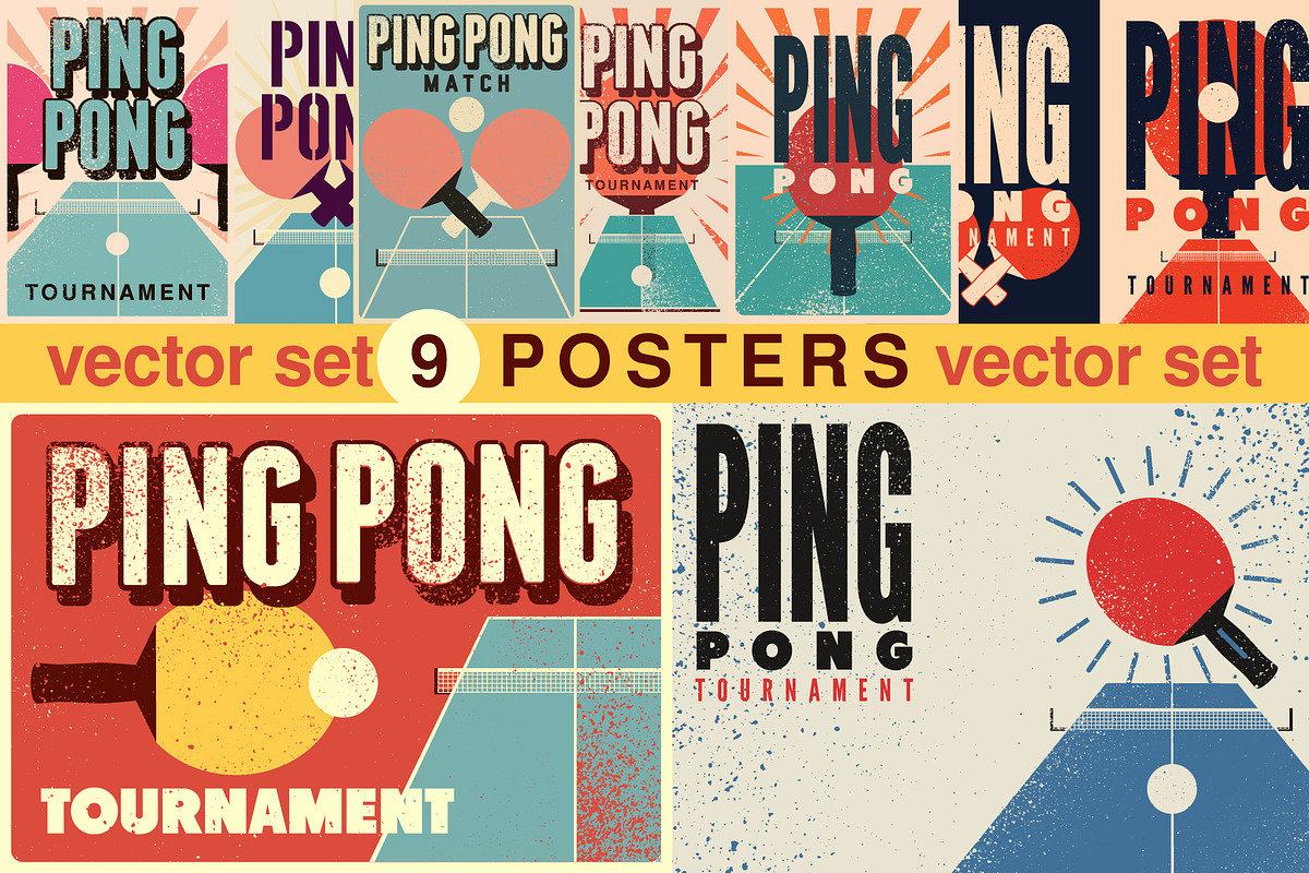 Ping Pong table tennis vector set., a Sport Illustration by PoPaShop (Photo 1 of 10)
