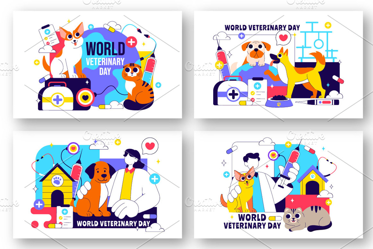 10 World Veterinary Day Illustration, an Animal Illustration by denayunebgt (Photo 2 of 4)