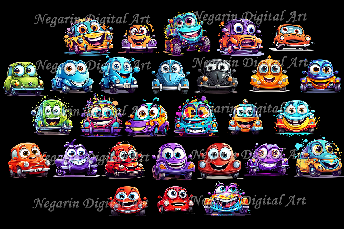 Watercolor Cute Little Cars Cliparts, a Background Graphic by Negarin Digital Art (Photo 4 of 11)