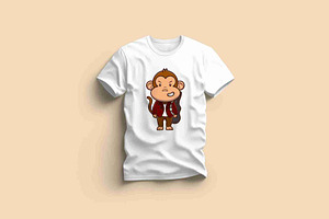 Cute Monkey Suite Carrying Guitar, an Animal Illustration by Artstorystudio