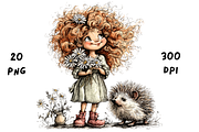 Whimsical Floral Girl & Hedgehog, an Animal Illustration by GiraffeCreative (Thumbnail 19 of 20)