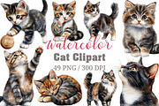 Watercolor Cat Clipart, an Illustration by Craft Nest (Thumbnail 1 of 12)
