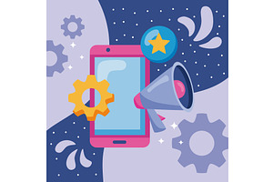 social media in smartphone, a Technology Illustration by studiogstock