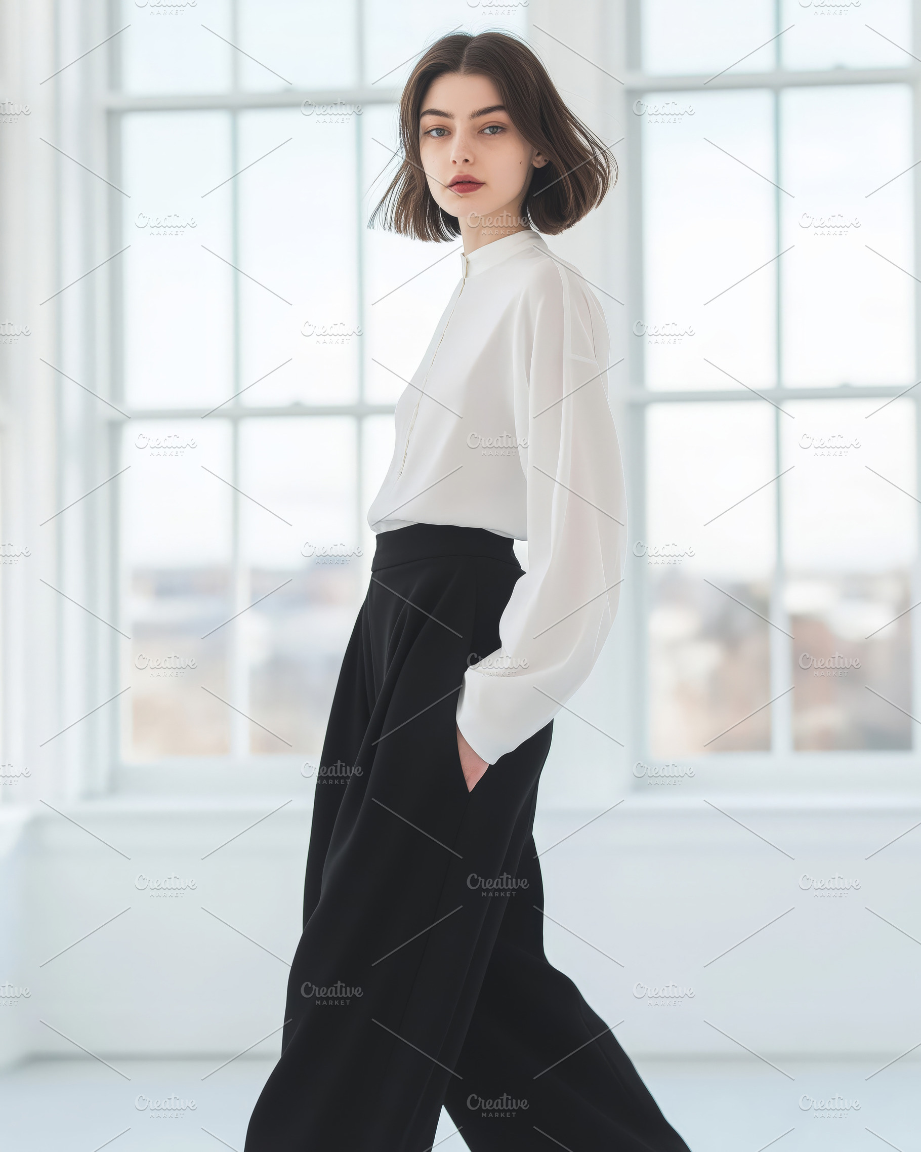 Elegant woman wearing white blouse, a Person Photo by Hamza067