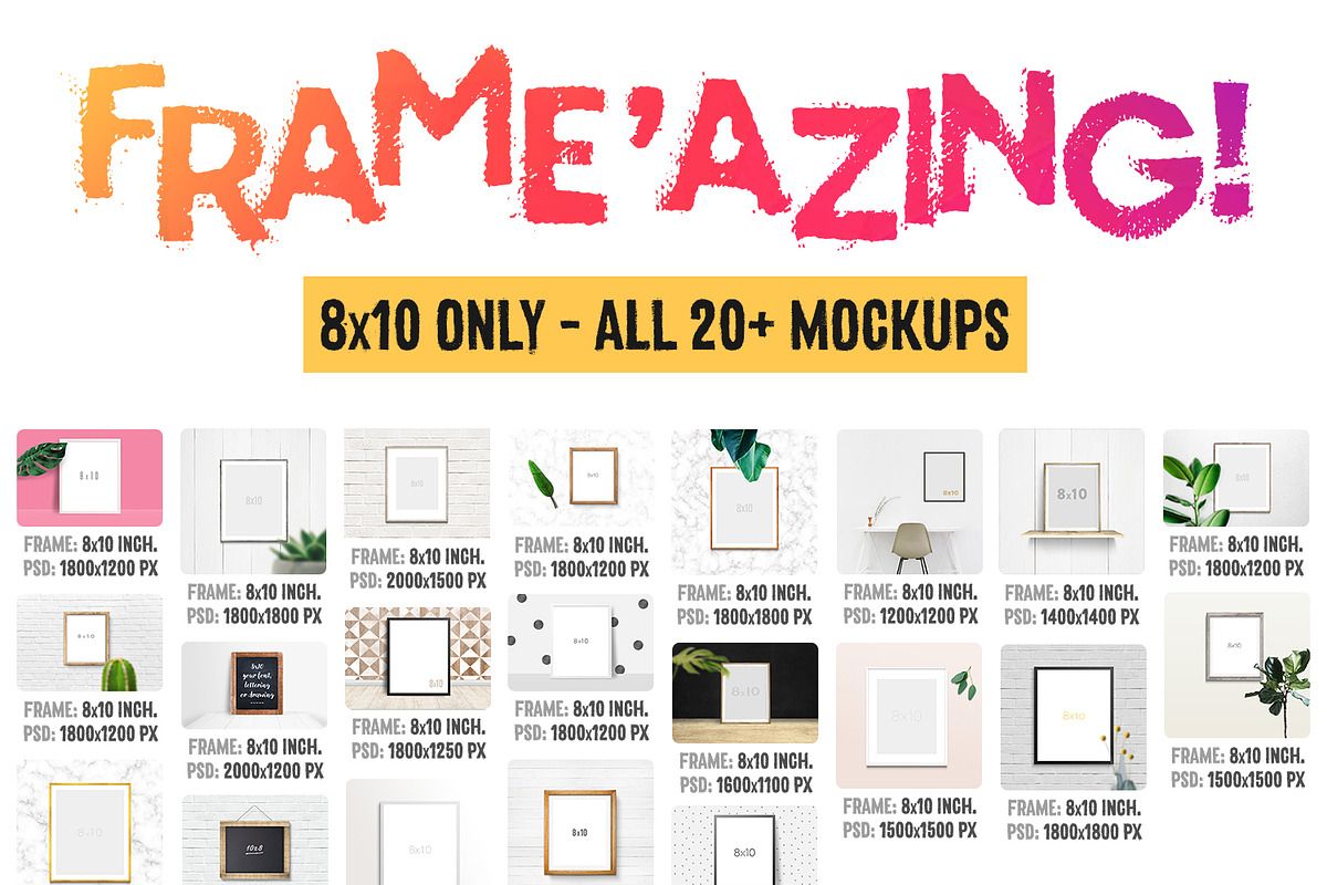 Frame'azing ‒ 8x10 Frame Mockups, a Print Template by Frisk Shop (Photo 2 of 8)
