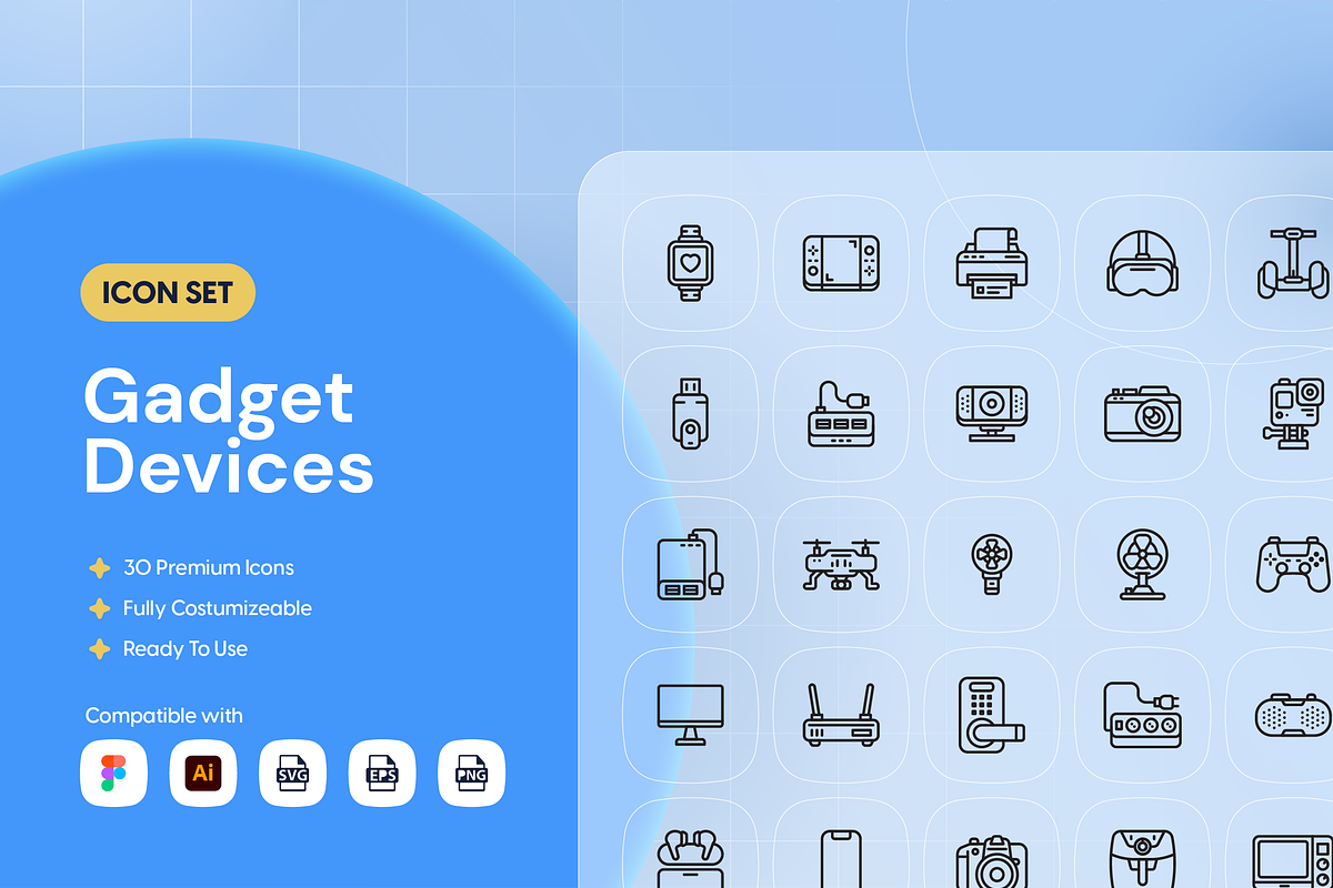 Gadget Devices Icon Set, an Outline Icon by Nathaya Studio (Photo 1 of 2)