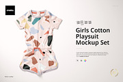 Girl's Cotton Playsuit Mockup Set, an Apparel Mockup by creatsy5 (Thumbnail 1 of 7)