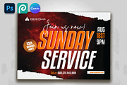 Sunday Service Church Flyer Canva, a Flyer Template by Psd Templates (Thumbnail 1 of 2)