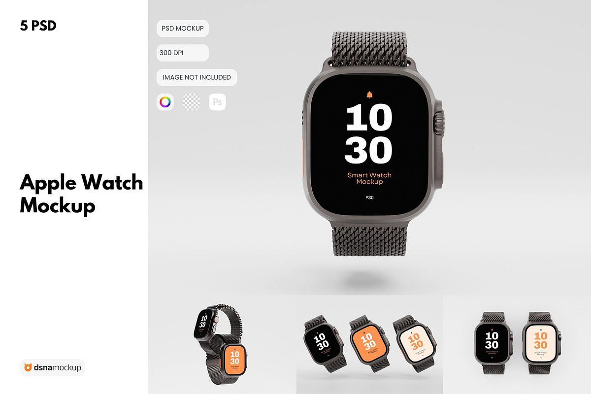 Apple Watch Ultra Mockup v1, a Wearable Device Mockup by DSNA Mockup (Photo 1 of 6)