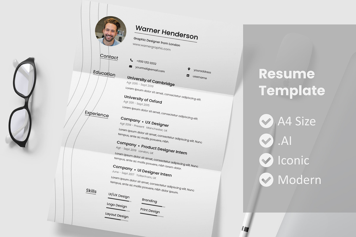 Minimaline Resume Template, a Resume Template by rivatxfz (Photo 1 of 2)