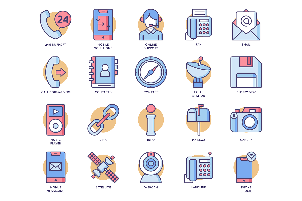 Communication & Media Round Icons, an Outline Icon by Flat Icons (Photo 2 of 6)
