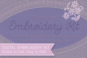 Embroidery Stitches And Fabrics Kit