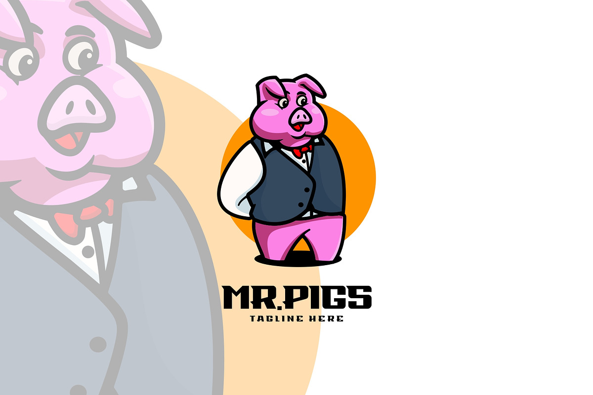 Mr. Pigs Mascot Cartoon Logo Style., a Branding & Logo Template by ModalTampang
