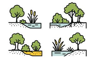Diverse landscape elements featuring, an Object Illustration by ZinetroN