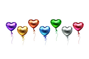 Glossy 3d heart balloons floating, an Object Illustration by art PVP - market