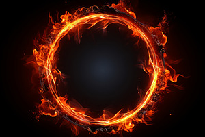 Fire flames circle isolated on black, an Abstract Photo by Pixeness Studio