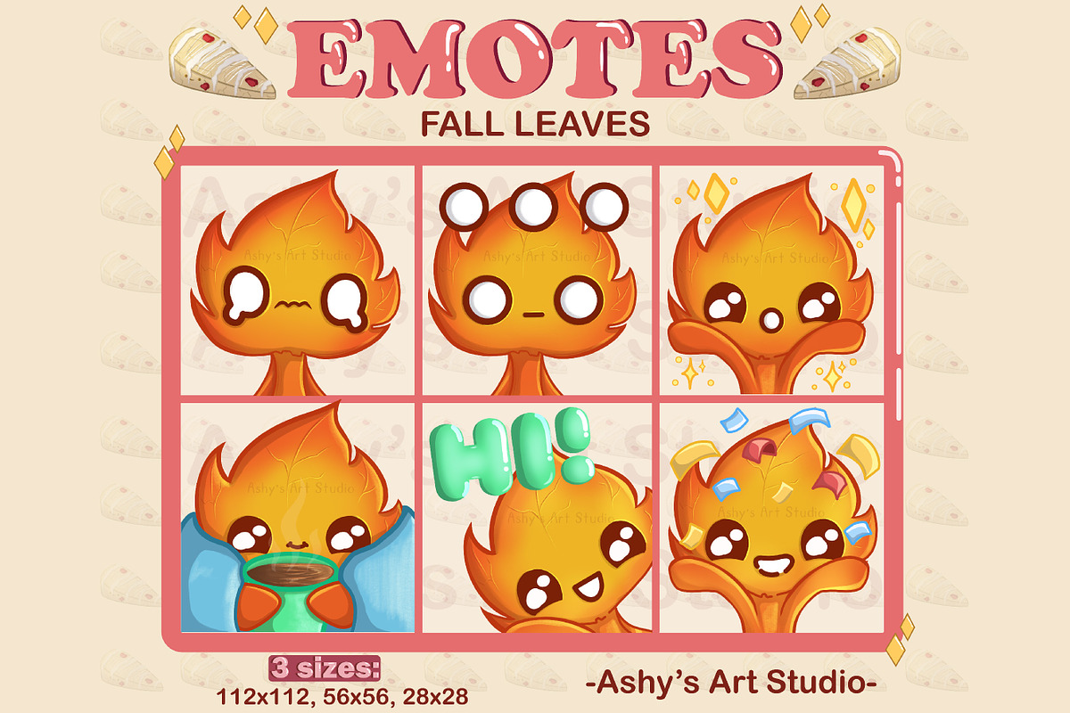 Fall Leaf Emotes for Twitch/Discord, an Illustration by Ashy's Art Studio (Photo 1 of 4)