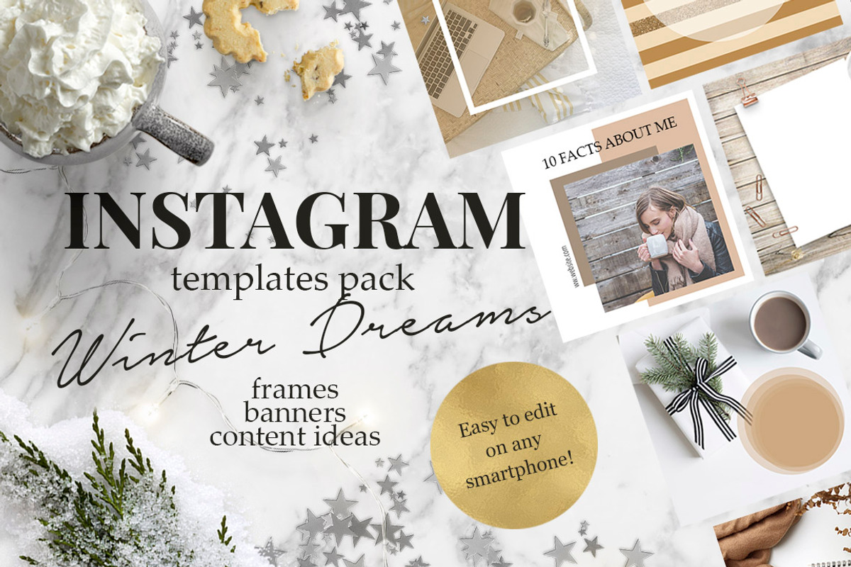 Winter Hygge Instagram templates, a Social Media Template by Instagram templates E.B. (Photo 1 of 4)