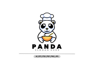 Panda chef mascot cartoon logo, a Branding & Logo Template by Bayuktx