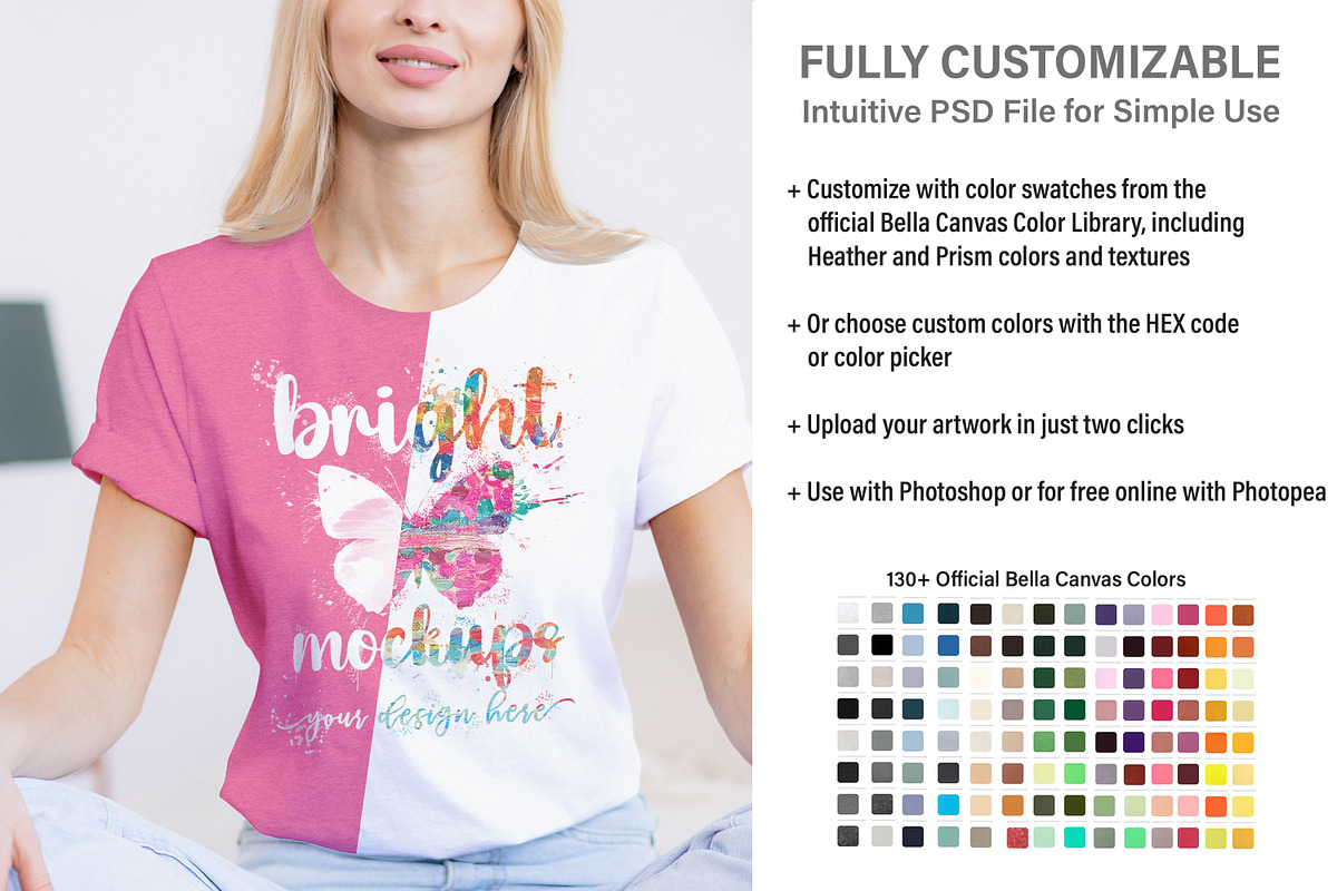 Bella Canvas 3001 T-shirt Mockup, a Print Template by BrightMockups (Photo 2 of 3)