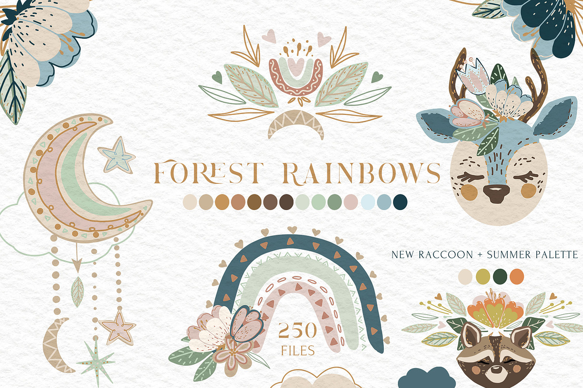 Forest Rainbows Animal Collection, an Animal Illustration by Cat In Colour (Photo 1 of 10)