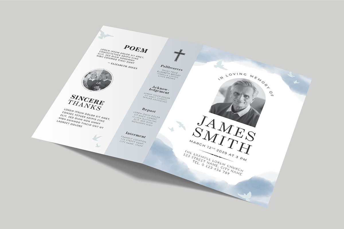 Watercolor Blue Sky Funeral Service, a Flyer Template by BrandPacks (Photo 4 of 6)