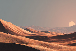 Golden sunlight casts dramatic shadows over rolling desert dunes, an Animal Photo by Ales Munt