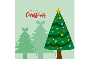 christmas card with tree, an Illustration by studiogstock