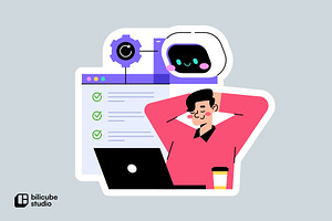 AI Automation Vector Illustration, a Technology Illustration by Bilicube Studio