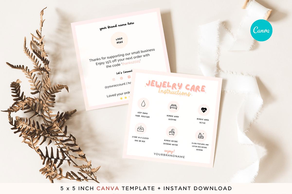 Jewelry Care Card for Canva Template, a Flyer Template by Hellohastore (Photo 1 of 9)