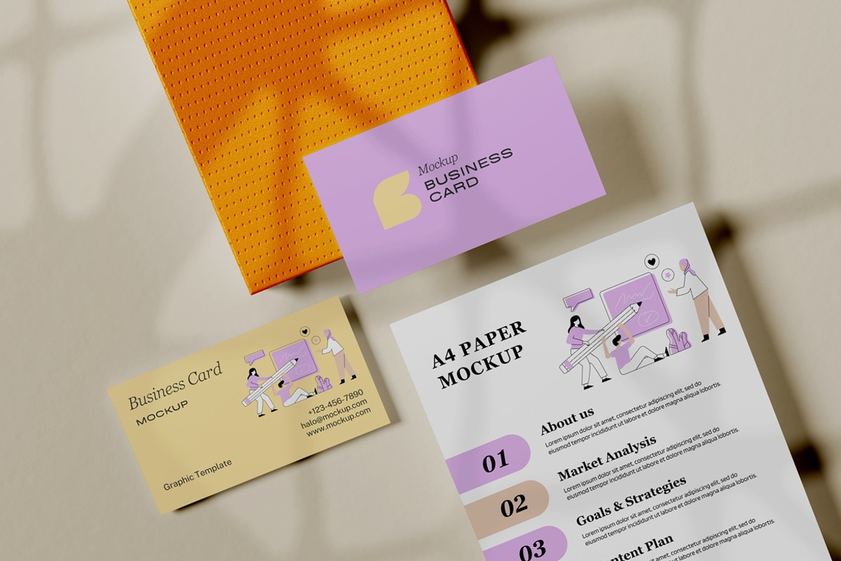Business Card and A4 Paper Mockup, a Books & Magazine Mockup by Pexelyou (Photo 5 of 7)