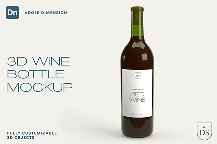 3D Wine Bottle Mockup