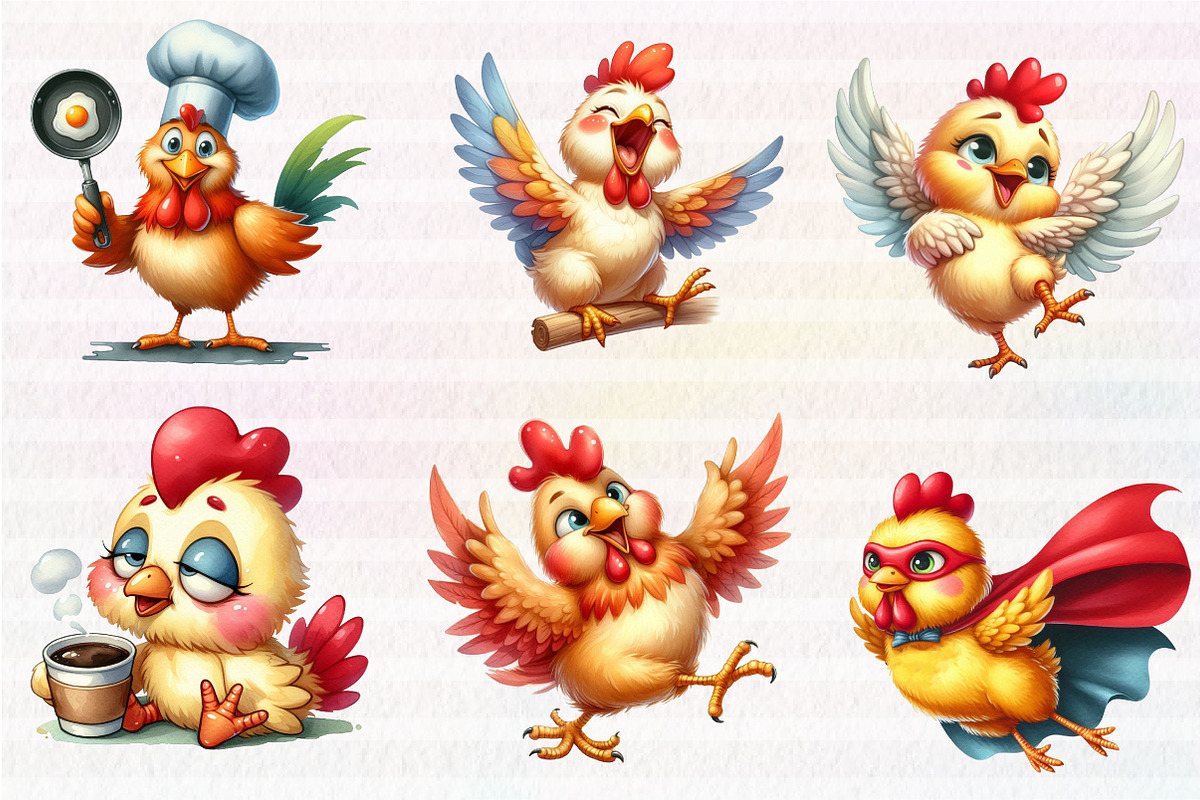Funny Chiken clipart, an Illustration by CreationArt (Photo 3 of 5)