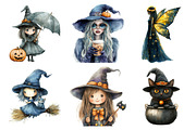 Watercolor Halloween Witch Clipart, an Illustration by Daily.Designs (Thumbnail 4 of 5)