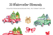 Classic christmas cars set, an Illustration by svetodesign (Thumbnail 2 of 10)