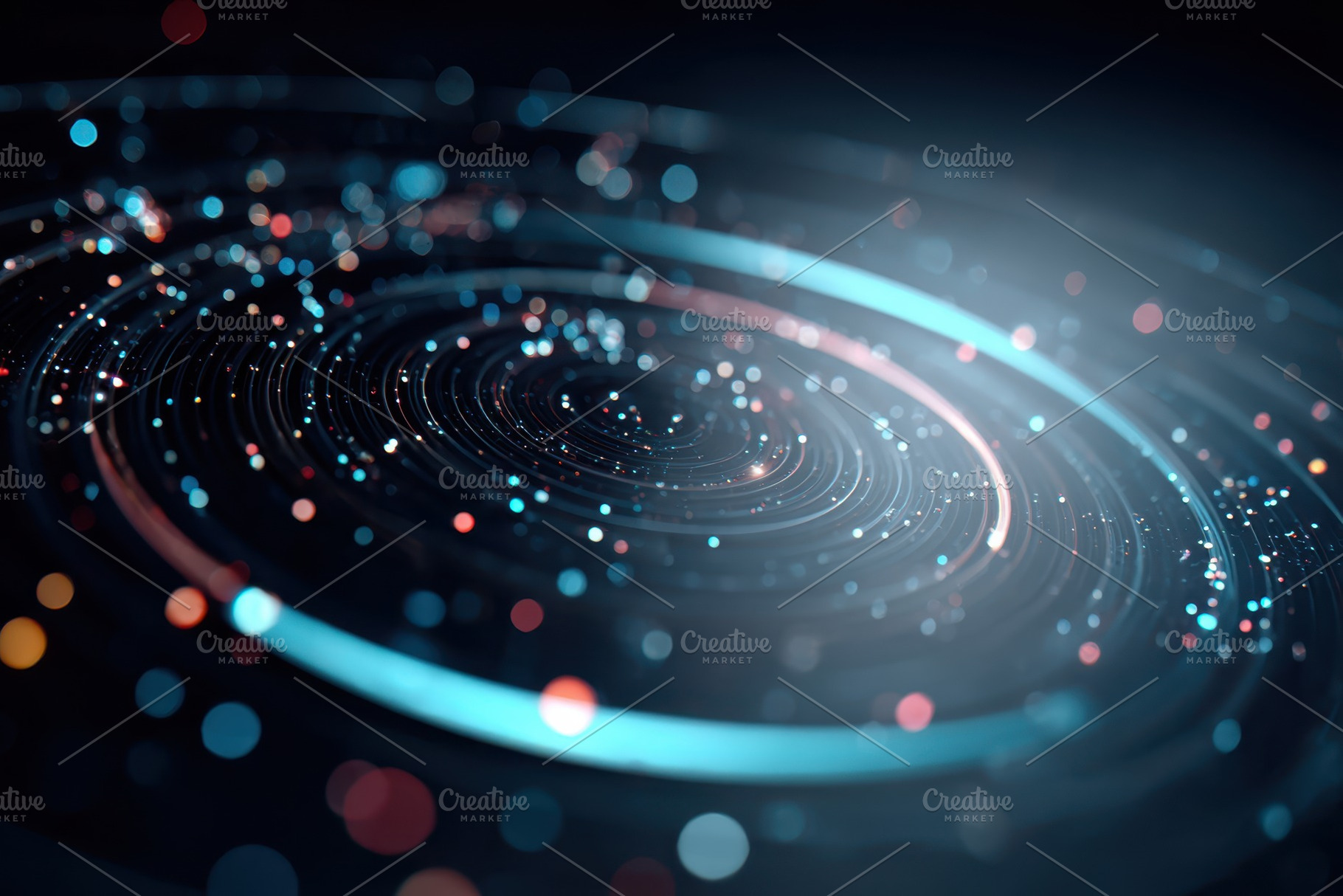 Glowing concentric vortex of light, an Abstract Photo by AlyaAnd