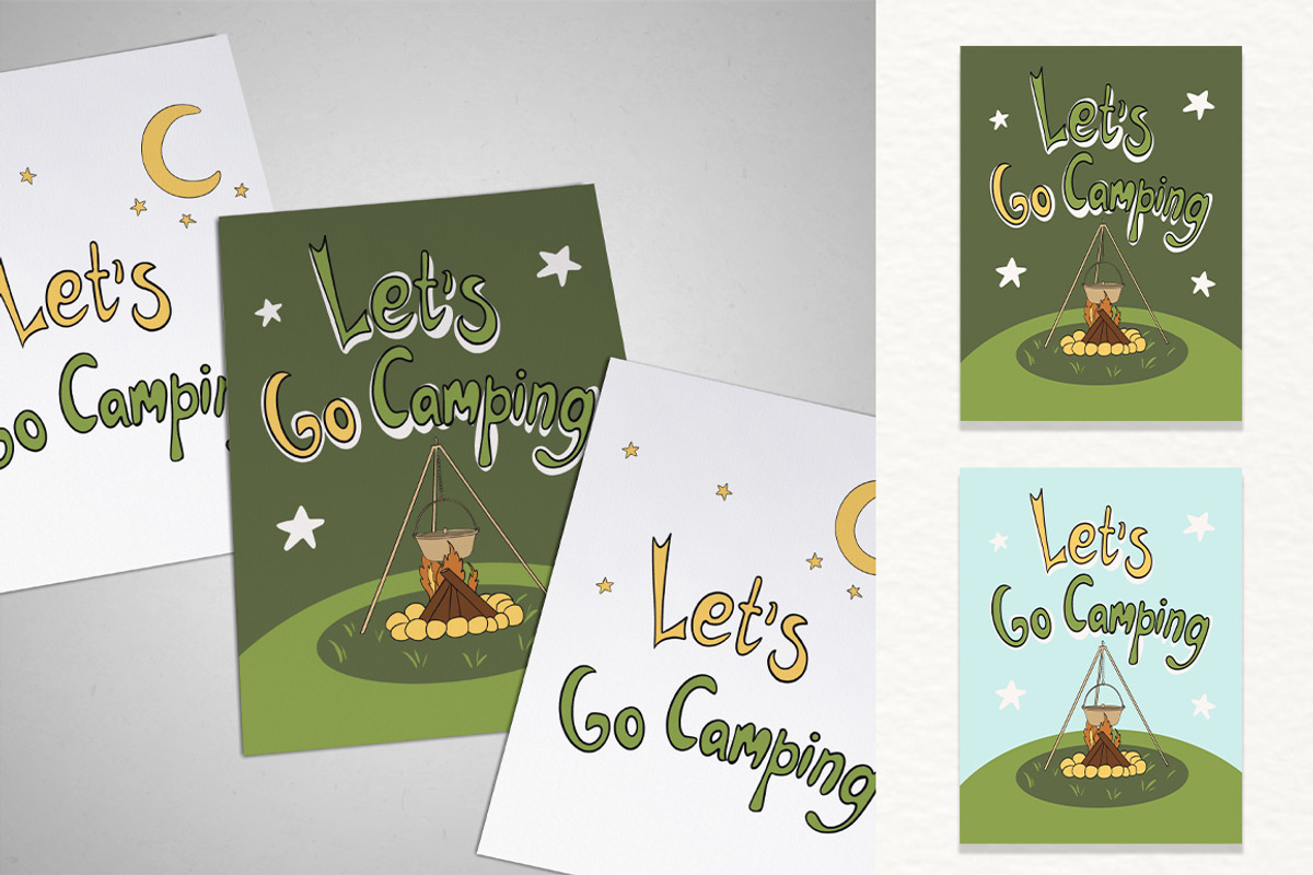 Camping & Hiking Poster Collection, a Seasonal Illustration by Mari_Caliart (Photo 8 of 12)