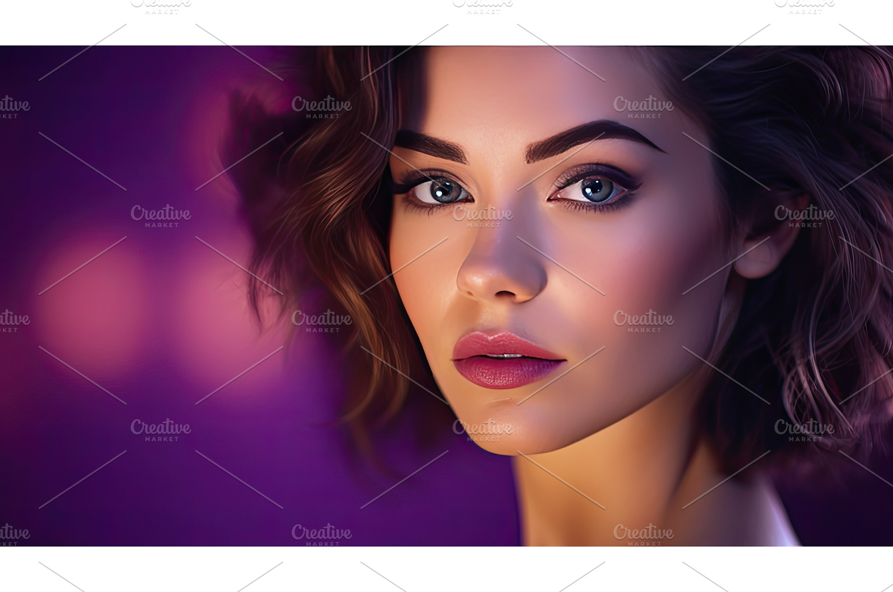 close woman purple background ai, a Beauty & Fashion Photo by pikepicture