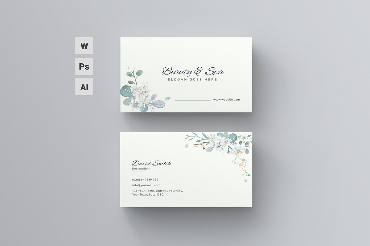 Beauty Spa Business Card, a Business Card Template by TelaTemplates (Photo 1 of 7)