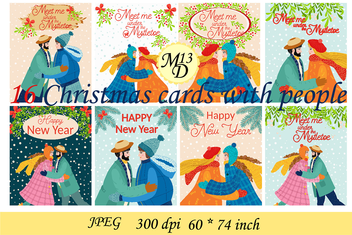 16 Christmas cards featuring people, a Card Template by Michiru13 (Photo 2 of 2)