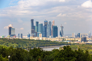 View of moscowcity from sparrow hills park containing moscow, city, and, an Architecture Photo by Leonid Andronov