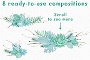 Wedding Watercolor Succulent Set, a Decorative Illustration by WBS Design (Thumbnail 2 of 6)