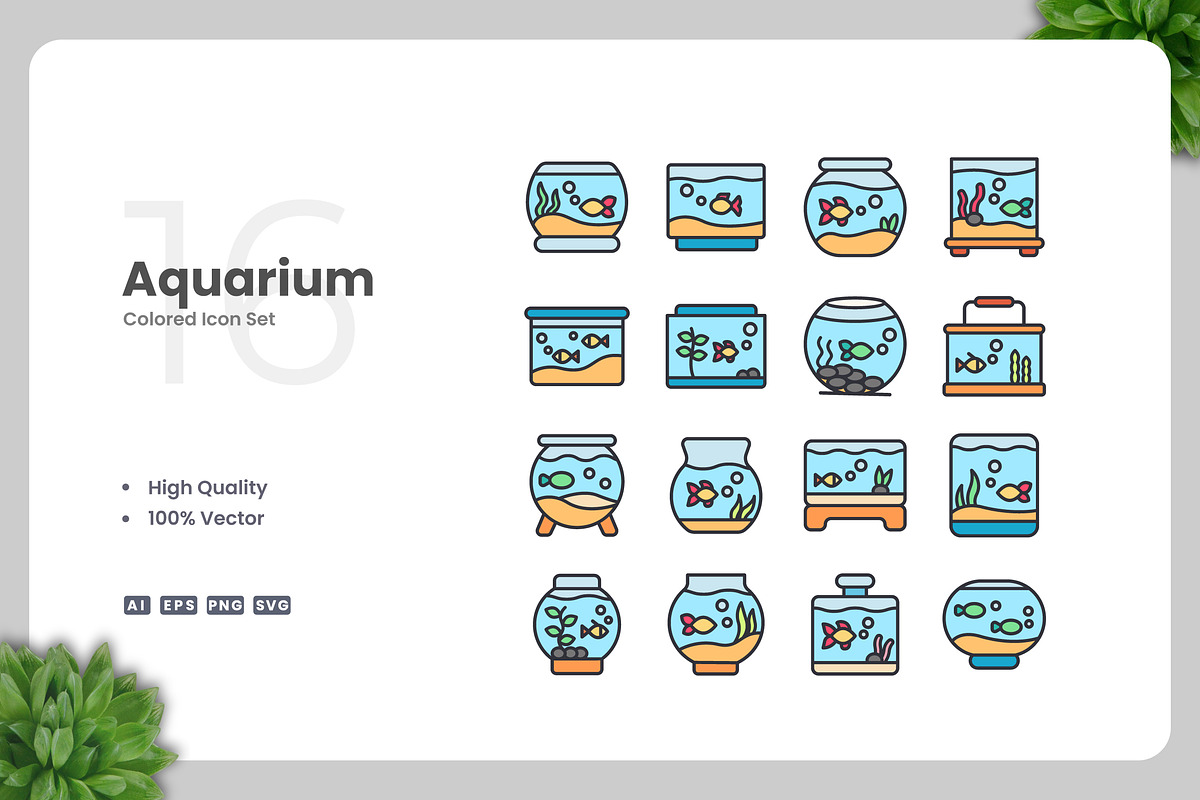 Aquarium Colored Icons, an Icon by Upnowgraphic
