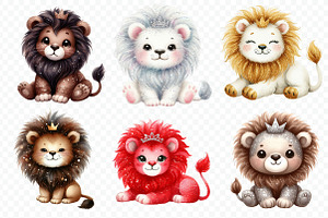 Cute Lion Watercolor Clipart